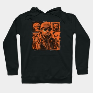 Thug Life Masterpiece Featuring Black Men on Orange Pattern Hoodie